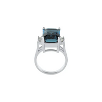 Emerald Cut Natural London Blue Topaz & Diamond Accents Ring