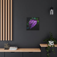 One Purple Leaf with Dew Drops Framed Canvas