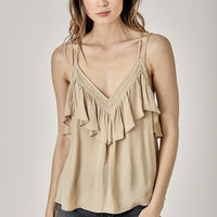 Trim Detail with Ruffle Cami Top
