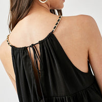 Halter Neck with Back Strap Flared Top