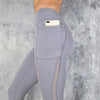 Fitness Women's Leggings Side Pocket High Waist Mesh Stitching