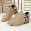 Leopard Print Women's Pointed Thick Heels Back Zipper Boots