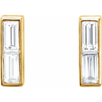 Double Baguettes 14K Yellow 1/2 CTW Natural Diamond Stud Earrings