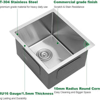 Bar Sink Undermount - Sarlai 14"x18" Undermount Single Bowl Stainless Steel Bar Prep Sink Small Kitchen Sink