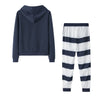 Hooded Drawstring Boat Anchor Top & Striped Pants 2 Piece Set