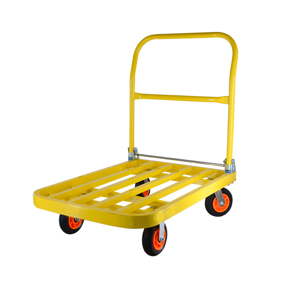 880 lbs. Capacity Steel Push Hand Truck Heavy-Duty Dolly Folding Foldable Moving Warehouse Platform Cart in Yellow