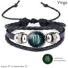 Zodiac Beaded Leather Bracelet, Birth Sign Symbol