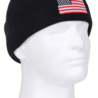 US Flag Embroidered Fine Knit Watch Cap