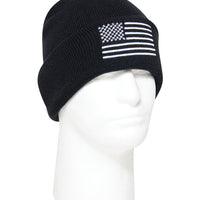 US Flag Embroidered Fine Knit Watch Cap