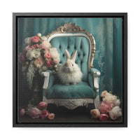 Shabby Chic Chair, Flowers and White Bunny Framed Canvas