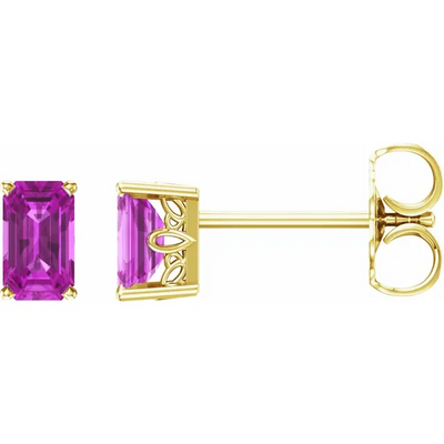 14K Gold Natural Pink Tourmaline Earrings