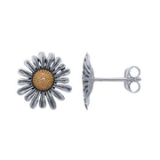 Sterling Silver Daisy Post Earrings with Bronze Center