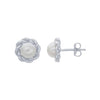 Sterling Silver Pearl-Set Rope Post Earrings
