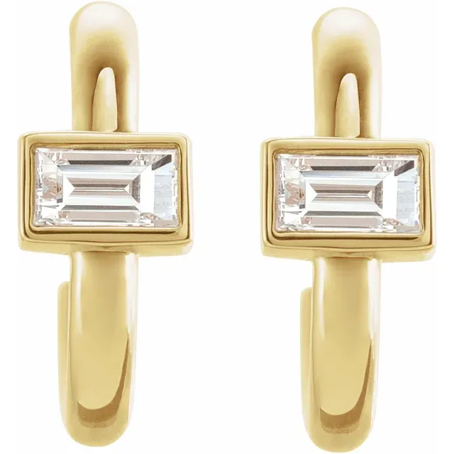 14K Gold 1/5 CTW Natural Diamond Huggie Hoop Earrings