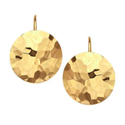 14K Yellow Gold Hammered Disc Earrings
