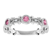 Pink Tourmaline and Diamond Accents Leaf Ring