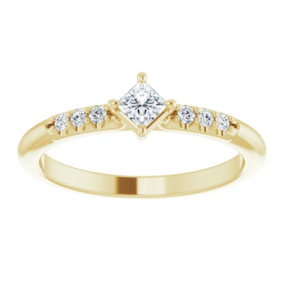 Natural Square Diamond with Diamond Accents Stackable Ring