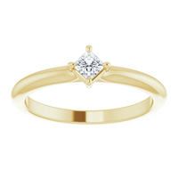 Natural Square Diamond Solitaire or Stacking Ring