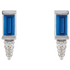 Natural Blue 4 x 2mm Sapphire & Natural Diamond Accents Bar Earring