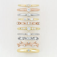 Natural Square Diamond Solitaire or Stacking Ring