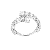 White Graduating Cubic Zirconia Rhodium Plated Sterling Silver Ring