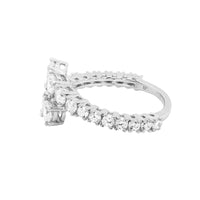 White Graduating Cubic Zirconia Rhodium Plated Sterling Silver Ring