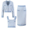 3 Piece Wool Blend Checkered Pattern Knit Suit