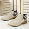 Leopard Print Women's Pointed Thick Heels Back Zipper Boots