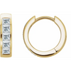 Channel Set 14K Gold Natural Diamond Hoop Earrings