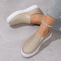 Round Toe Sequined Glitter Loafers for Women