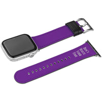 Apple Purple Leather Watch Band with words 'Don't Waste Your Time'