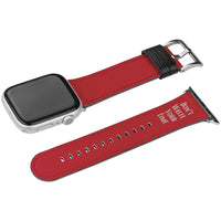 Apple Red Leather Watch Band with words 'Don't Waste Your Time'