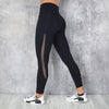 Fitness Women's Leggings Side Pocket High Waist Mesh Stitching