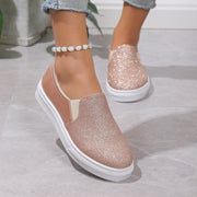 Round Toe Sequined Glitter Loafers for Women