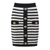 French Stylish Casual Striped Gold Thread Skinny 2PCS Skirt Set