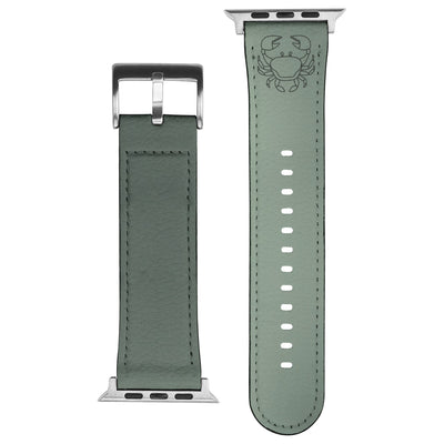 Cancer Zodiac Birth Sign Apple Leather Watch Band in Sage Green