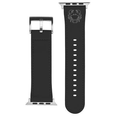 Cancer Zodiac Birth Sign Apple Leather Watch Band in Black