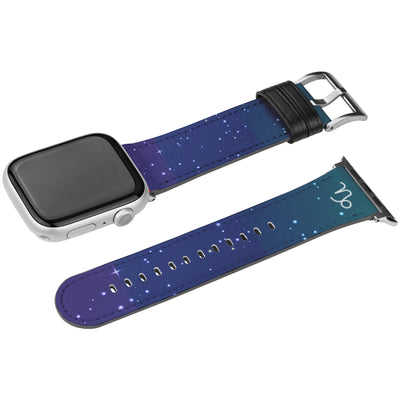 Capricorn Zodiac Birth Sign Apple Starry Sky Leather Watch Band