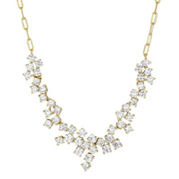 Cluster CZ Necklace, 9", Gold Plated