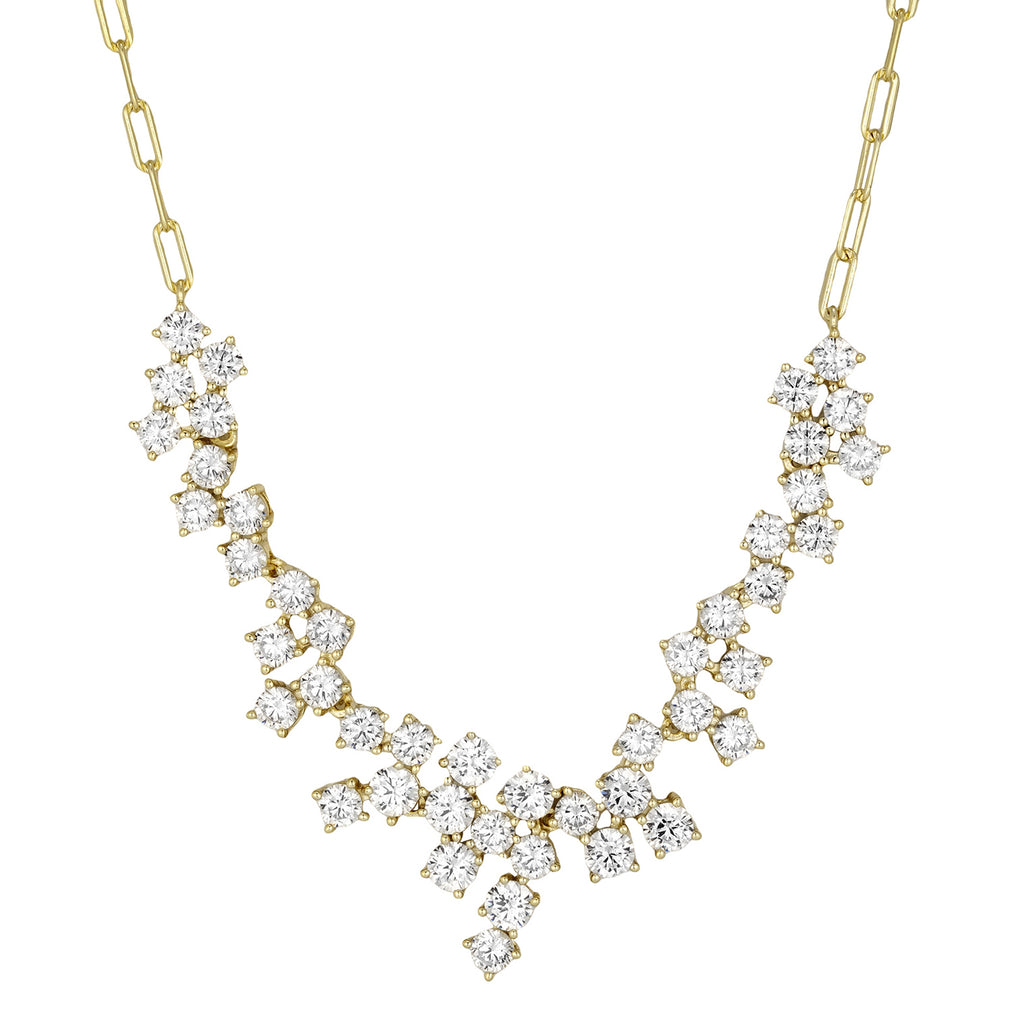 Cluster CZ Necklace, 9", Gold Plated