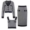 3 Piece Wool Blend Checkered Pattern Knit Suit