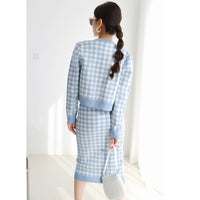 3 Piece Wool Blend Checkered Pattern Knit Suit