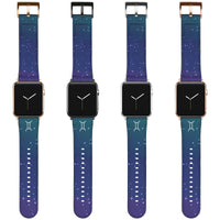 Gemini Zodiac Birth Sign Apple Starry Sky Leather Watch Band