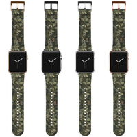 Green Leaves Camouflage Leather Apple Watch Band