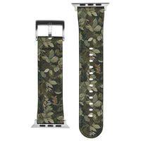 Green Leaves Camouflage Leather Apple Watch Band