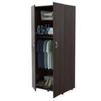 Espresso Finish Wood Wardrobe With Two Doors