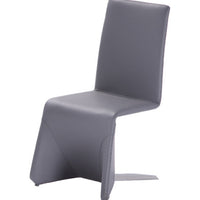 Set Of Two Gray Contemporary Faux Leather Dining Chairs