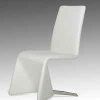 Set Of Two White Contemporary Faux Leather Dining Chairs