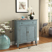 31" X 12" X 35" Antique Blue Wooden Console Table