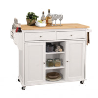 47" X 18" X 34" Natural And White Kitchen Island